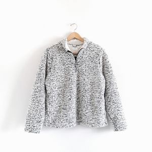 Time And Tru White Faux Sherpa Pullover Sweater